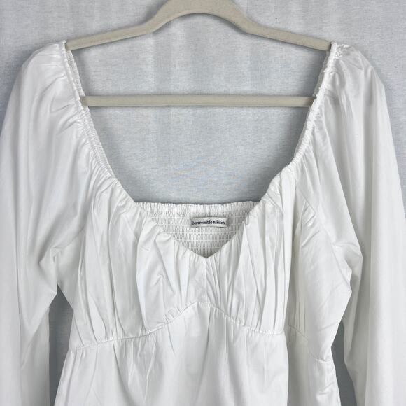 Abercrombie and Fitch Milkmaid Blouse Top White Cottagecore Cotton Romantic - Picture 2 of 8